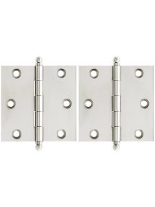 Pair of Premium Solid Brass Cabinet Hinges – 2 1/2″ x 2 1/2″  |  Butt Hinges Butt Hinges Antique Brass/Oil-Rubbed Bronze/Polished Brass/Polished Chrome/Polished Nickel/Satin Nickel/Un-Lacquered Brass