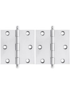 Pair of Premium Solid Brass Cabinet Hinges – 2 1/2″ x 2 1/2″  |  Butt Hinges Butt Hinges Antique Brass/Oil-Rubbed Bronze/Polished Brass/Polished Chrome/Polished Nickel/Satin Nickel/Un-Lacquered Brass