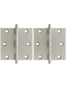 Pair of Premium Solid Brass Cabinet Hinges – 2 1/2″ x 2 1/2″  |  Butt Hinges Butt Hinges Antique Brass/Oil-Rubbed Bronze/Polished Brass/Polished Chrome/Polished Nickel/Satin Nickel/Un-Lacquered Brass