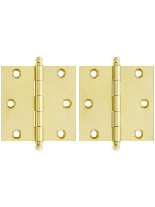 Pair of Premium Solid Brass Cabinet Hinges – 2 1/2″ x 2 1/2″  |  Butt Hinges Butt Hinges Antique Brass/Oil-Rubbed Bronze/Polished Brass/Polished Chrome/Polished Nickel/Satin Nickel/Un-Lacquered Brass