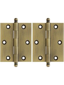 Pair of Premium Solid Brass Cabinet Hinges – 2 1/2″ x 2″  |  Butt Hinges Butt Hinges Antique Brass/Oil-Rubbed Bronze/Polished Brass/Polished Chrome/Polished Nickel/Satin Nickel/Un-Lacquered Brass