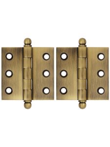 Pair of Premium Solid-Brass Cabinet Hinges – 2″ x 2″  |  Butt Hinges Butt Hinges Antique Brass/Antique Pewter/Brushed Chrome/Oil-Rubbed Bronze/Polished Brass/Polished Chrome/Polished Nickel/Pvd/Satin Nickel/Un-Lacquered Brass