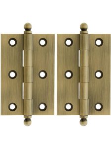 Pair of Premium Solid Brass Cabinet Hinges – 3″ x 2″  |  Butt Hinges Butt Hinges Antique Brass/Oil-Rubbed Bronze/Polished Brass/Polished Chrome/Polished Nickel/Satin Nickel/Un-Lacquered Brass