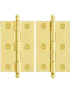 Pair of Premium Solid Brass Cabinet Hinges – 3″ x 2″  |  Butt Hinges Butt Hinges Antique Brass/Oil-Rubbed Bronze/Polished Brass/Polished Chrome/Polished Nickel/Satin Nickel/Un-Lacquered Brass