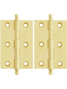 Pair of Premium Solid Brass Cabinet Hinges – 3″ x 2″  |  Butt Hinges Butt Hinges Antique Brass/Oil-Rubbed Bronze/Polished Brass/Polished Chrome/Polished Nickel/Satin Nickel/Un-Lacquered Brass