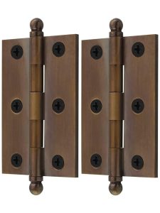 Pair of Premium Solid Brass Cabinet Hinges – 3 x 2-Inch in Antique-By-Hand  |  Butt Hinges Butt Hinges Butt Hinges