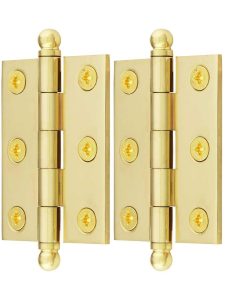 Pair of Premium Solid-Brass Cabinet Hinges with Ball Tips – 2″ x 1 1/2″  |  Butt Hinges Butt Hinges Antique Brass/Antique Pewter/Oil-Rubbed Bronze/Polished Brass/Polished Chrome/Polished Nickel/Pvd/Satin Chrome/Satin Nickel/Un-Lacquered Brass