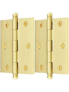 Pair of Premium Solid-Brass Cabinet Hinges with Ball Tips – 3″ x 2 1/2″  |  Butt Hinges Butt Hinges Antique Brass/Antique Pewter/Brushed Chrome/Oil-Rubbed Bronze/Polished Brass/Polished Chrome/Polished Nickel/Pvd/Satin Nickel/Un-Lacquered Brass