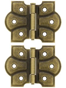 Pair of Small Craftsman Flush Mount Cabinet Hinges – 1 3/4″ H x 2 3/8″ W  |  Surface Hinges Cabinet Hinges Antique Brass/Antique Copper/Oil-Rubbed Bronze/Polished Brass/Polished Nickel