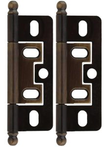 Pair of Solid Brass 2 1/2″ Non-Mortise Ball-Tip Cabinet Hinges  |  Non-Mortise Hinges Cabinet Hinges Antique Brass/Antique Light Brass/Antique Nickel/Distressed Bronze/Distressed Nickel/Flat Black/Michelangelo Bronze/Oil-Rubbed Bronze/Polished Brass/Polished Chrome/Polished Nickel/Satin Nickel