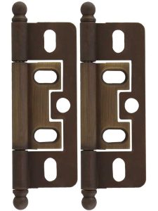 Pair of Solid Brass 2 1/2″ Non-Mortise Ball-Tip Cabinet Hinges  |  Non-Mortise Hinges Cabinet Hinges Antique Brass/Antique Light Brass/Antique Nickel/Distressed Bronze/Distressed Nickel/Flat Black/Michelangelo Bronze/Oil-Rubbed Bronze/Polished Brass/Polished Chrome/Polished Nickel/Satin Nickel