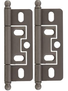 Pair of Solid Brass 2 1/2″ Non-Mortise Ball-Tip Cabinet Hinges  |  Non-Mortise Hinges Cabinet Hinges Antique Brass/Antique Light Brass/Antique Nickel/Distressed Bronze/Distressed Nickel/Flat Black/Michelangelo Bronze/Oil-Rubbed Bronze/Polished Brass/Polished Chrome/Polished Nickel/Satin Nickel