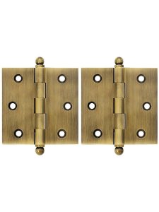 Pair of Solid Brass Cabinet Hinges – 2 1/2″ x 2 1/2″  |  Butt Hinges Butt Hinges Antique Brass/Antique Pewter/Brushed Chrome/Oil-Rubbed Bronze/Polished Brass/Polished Chrome/Polished Nickel/Pvd/Satin Nickel/Un-Lacquered Brass