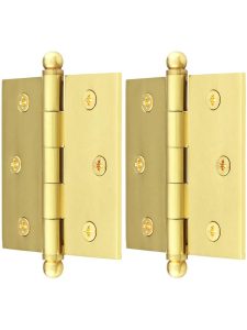 Pair of Solid Brass Cabinet Hinges – 2 1/2″ x 2 1/2″  |  Butt Hinges Butt Hinges Antique Brass/Antique Pewter/Brushed Chrome/Oil-Rubbed Bronze/Polished Brass/Polished Chrome/Polished Nickel/Pvd/Satin Nickel/Un-Lacquered Brass