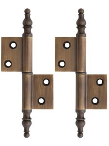 Pair of Solid Brass Steeple Tip Left-Hand Flag Hinges – 2 1/2″ x 1 3/4″  |  Butt Hinges Butt Hinges Antique Brass/Polished Brass/Un-Lacquered Brass