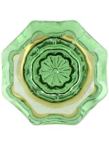 Pale Green Octagonal Glass Knob with Brass Base 1 5/8-Inch Diameter  |  Knobs Knobs Knobs