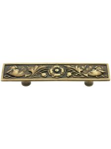 Poppy Flower Drawer Pull – 3″ Center to Center  |  Pulls Knobs & Pulls Antique Brass/Antique Pewter/Brilliant Pewter