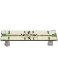 Prairie Tulips Drawer Pull with Enamel Inlay – 3″ Center to Center  |  Pulls Knobs & Pulls Ant Brass-Evergreen/Ant Brass-Spring Green/Ant Pewter-Evergreen/Ant Pewter-Spring Green