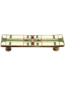 Prairie Tulips Drawer Pull with Enamel Inlay – 3″ Center to Center  |  Pulls Knobs & Pulls Ant Brass-Evergreen/Ant Brass-Spring Green/Ant Pewter-Evergreen/Ant Pewter-Spring Green