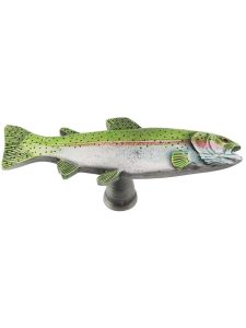 Rainbow Trout Cabinet Knob – Left Hand  |  Knobs Knobs Hand Tinted Antique Pewter