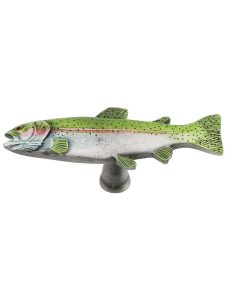 Rainbow Trout Cabinet Knob – Right Hand  |  Knobs Knobs Hand Tinted Antique Pewter