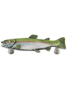 Rainbow Trout Pull – Right Hand – 3″ Center-to-Center  |  Pulls Knobs & Pulls Hand Tinted Antique Pewter