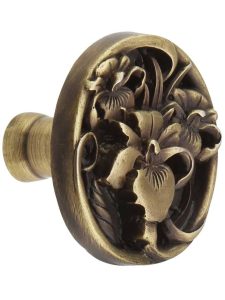 River Iris Cabinet Knob  |  Knobs Knobs Antique Brass/Antique Pewter/Brilliant Pewter