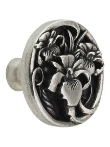 River Iris Cabinet Knob  |  Knobs Knobs Antique Brass/Antique Pewter/Brilliant Pewter