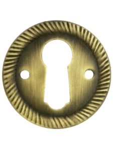 Round Rope Pattern Stamped-Brass Keyhole Cover  |  Keyhole Covers Keyhole Covers Antique Brass/Un-Lacquered Brass