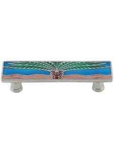 Royal Palm Enameled Horizontal Pull – 3″ Center-to-Center  |  Pulls Knobs & Pulls Ant Brass-Pale Blue/Ant Brass-Periwinkle/Ant Pewter-Pale Blue/Ant Pewter-Periwinkle/Brilliant Pewter-Turquoise