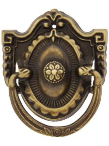 Shield Pattern Single-Post Bail Pull in Antique-by-Hand – 2 1/4″ Width  |  Bail Pulls Bail Pulls Bail Pulls