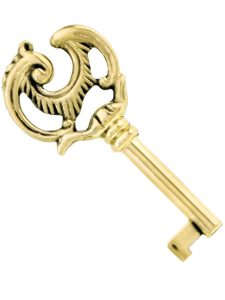 Small Fancy Solid Brass Drawer Key  |  Skeleton Keys Locks, Keys & Covers Skeleton Keys