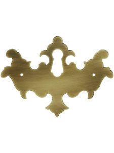 Solid Brass Colonial Chippendale Style Keyhole Cover  |  Keyhole Covers Keyhole Covers Antique Brass/Un-Lacquered Brass