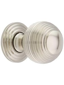 Solid-Brass Reeded Round Knob with Rosette – 1 1/4″ Diameter  |  Knobs Knobs Dark Oil Rubbed Bronze/Polished Chrome/Polished Nickel/Satin Brass/Satin Nickel