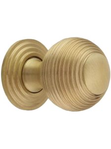 Solid-Brass Reeded Round Knob with Rosette – 1 1/4″ Diameter  |  Knobs Knobs Dark Oil Rubbed Bronze/Polished Chrome/Polished Nickel/Satin Brass/Satin Nickel