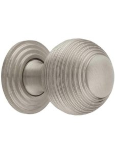 Solid-Brass Reeded Round Knob with Rosette – 1 1/4″ Diameter  |  Knobs Knobs Dark Oil Rubbed Bronze/Polished Chrome/Polished Nickel/Satin Brass/Satin Nickel