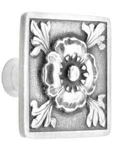 Square Poppy Knob – 1 3/8″ x 1 3/8″  |  Knobs Knobs Antique Brass/Antique Pewter/Brilliant Pewter