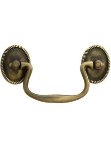 Swan-Neck Solid Brass Bail Pull in Antique-by-Hand – 3-Inch Center-to-Center  |  Bail Pulls Bail Pulls Bail Pulls