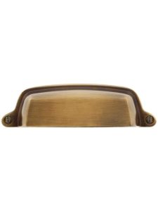 Tapered Brass Bin Pull in Antique-By-Hand Finish – 4″ Center-to-Center  |  Bin Pulls Bin Pulls Bin Pulls