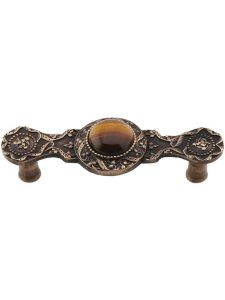 Victorian Jewel Pull Inset with Tiger Eye – 3″ Center-to-Center  |  Pulls Knobs & Pulls 24K Gold Plate/Antique Brass/Antique Pewter/Brite Brass/Brite Nickel