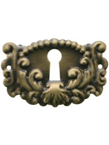 Decorative Stamped Brass Keyhole Cover in Antique-By-Hand Finish  |  Keyhole Covers Keyhole Covers Keyhole Covers