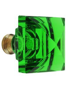 Green Square Crystal Knob with Solid Brass Base  |  Knobs Knobs Antique Brass/Oil-Rubbed Bronze/Polished Brass/Polished Chrome/Polished Nickel/Satin Nickel