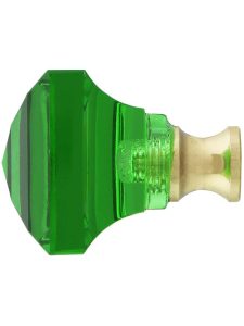 Green Square Crystal Knob with Solid Brass Base  |  Knobs Knobs Antique Brass/Oil-Rubbed Bronze/Polished Brass/Polished Chrome/Polished Nickel/Satin Nickel