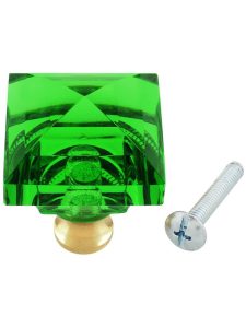 Green Square Crystal Knob with Solid Brass Base  |  Knobs Knobs Antique Brass/Oil-Rubbed Bronze/Polished Brass/Polished Chrome/Polished Nickel/Satin Nickel