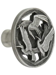 Crane Dance Cabinet Knob  |  Knobs Knobs Antique Brass/Antique Pewter/Brite Brass