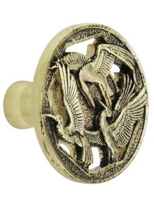 Crane Dance Cabinet Knob  |  Knobs Knobs Antique Brass/Antique Pewter/Brite Brass