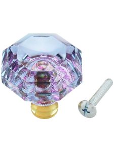 Blue to Lavender Octagonal Crystal Knob with Solid Brass Base  |  Knobs Knobs Antique Brass/Oil-Rubbed Bronze/Polished Brass/Polished Chrome/Polished Nickel/Satin Nickel