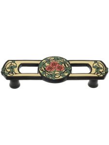 Delaney’s Rose Drawer Pull – 3-Inch Center to Center  |  Pulls Knobs & Pulls Antique Pewter-Blue/Dark Brass-Coral/Dark Brass-Rose/Dark Brass-Yellow