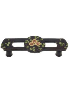 Delaney’s Rose Drawer Pull – 3-Inch Center to Center  |  Pulls Knobs & Pulls Antique Pewter-Blue/Dark Brass-Coral/Dark Brass-Rose/Dark Brass-Yellow