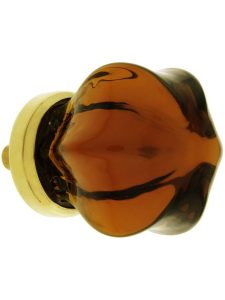 Medium Victorian Glass Cabinet Knob With Brass Base  |  Knobs Knobs Amber/Black/Clear